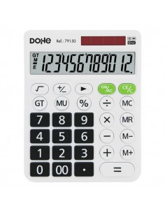 Dohe Calculadora Electronica de 12 Digitos - Pantalla Reclinada - Alimentacion Solar y a Pilar - Teclas de Gran Formato -