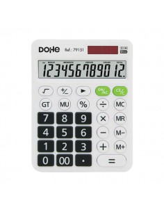 Dohe Calculadora Electronica de 12 Digitos - Pantalla Reclinada - Alimentacion Solar y a Pilar - Apagado Automatico - Teclas