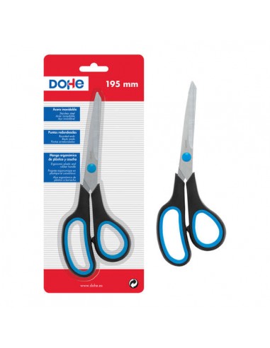 Dohe Tijeras de Acero Inoxidable - Puntas Redondeadas - Mango Ergonomico de Plastico y Caucho - Blister Individual