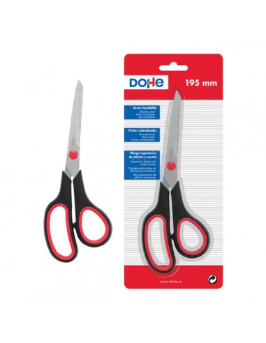 Dohe Tijeras de Acero Inoxidable - Puntas Redondeadas - Mango Ergonomico de Plastico y Caucho - Blister Individual