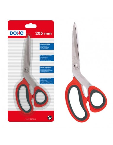 Dohe Tijeras de Acero Inoxidable - Puntas Redondeadas - Mango Ergonomico de Plastico y Caucho - Blister Individual