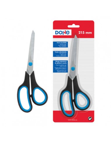 Dohe Tijeras de Acero Inoxidable - Puntas Redondeadas - Mango Ergonomico de Plastico y Caucho - Blister Individual