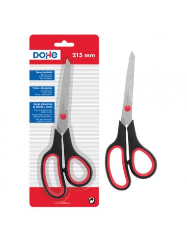 Dohe Tijeras de Acero Inoxidable - Puntas Redondeadas - Mango Ergonomico de Plastico y Caucho - Blister Individual