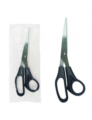 Dohe Tijera de Acero Inoxidable - Puntas Redondeadas - Mango Ergonomico de Plastico - Color Negro - en Bolsa de Plastico