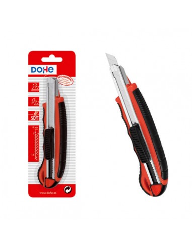 Dohe Cutter de Plastico con Guia de Acero Inoxidable - Cuchillas Tronzables de Acero - Sistema de Bloqueo de Cuchilla -