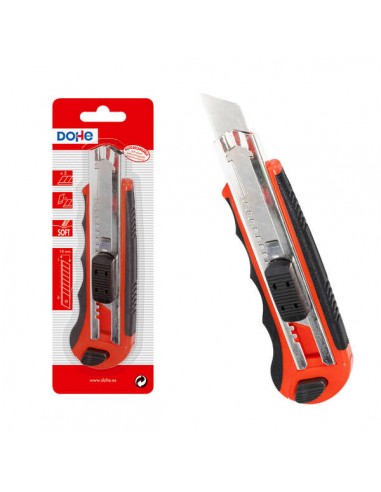 Dohe Cutter de Plastico con Guia de Acero Inoxidable - Cuchillas Tronzables de Acero - Sistema de Bloqueo de Cuchilla -