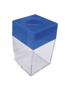 Dohe Portaclips en Plastico con Deposito Transparente - 42x42x70mm - Embocadura Imantada de Color Azul