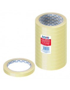 Dohe Cinta Adhesiva Transparente de Polipropileno - 28 Micras - Alta Resistencia y Potente Adhesivo - 12 Uds