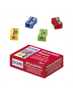 Dohe Afilalapices de Plastico Resistente - Forma Rectangular - Cuchilla de Acero - Afilalapices Simple