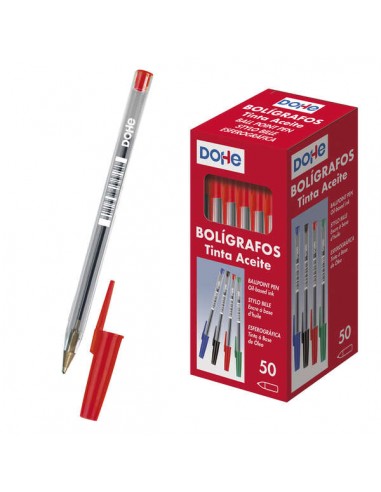 Dohe Boligrafos de Tinta a Base de Aceite - Punta de Bola de 1mm - Trazo de 0.4mm - Cuerpo Transparente y Capucha Ventilada