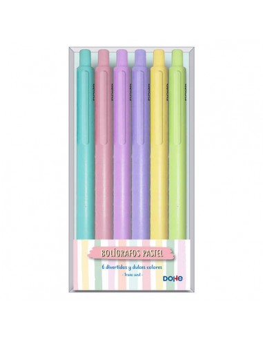 Dohe Pack de 6 Boligrafos en Tonos Pastel - Colores Surtidos