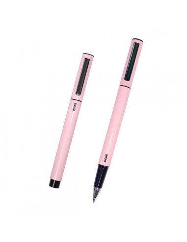 Dohe Boligrafos Elegantes de Metal Ligero - Cuerpo Ovalado en Rosa - Ergonomicos y Deslizamiento Perfecto - Capucha con Clip