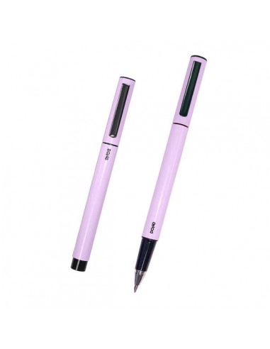 Dohe Boligrafos Elegantes de Metal Ligero - Cuerpo Ovalado Morado Ergonomico - Capucha con Clip - Fabricados en Aluminio -