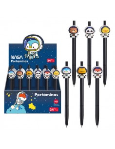 Dohe Expositor de 24 Portaminas Recargable - Cuerpo de Plastico - Mina de grafito de 0.5mm - Punta Metalica Retractil -