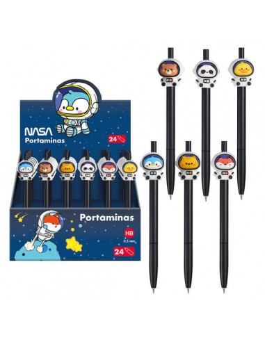 Dohe Expositor de 24 Portaminas Recargable - Cuerpo de Plastico - Mina de grafito de 0.5mm - Punta Metalica Retractil -