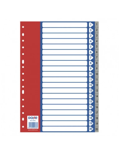 Dohe Separadores para Archivadores y Carpetas de Anillas - 120 Micras - Multitaladro de 16 Perforaciones - Bolsa Autoadhesiva