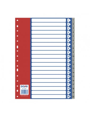 Dohe Separadores para Archivadores y Carpetas de Anillas - 120 Micras - Multitaladro de 16 Perforaciones - Bolsa Autoadhesiva