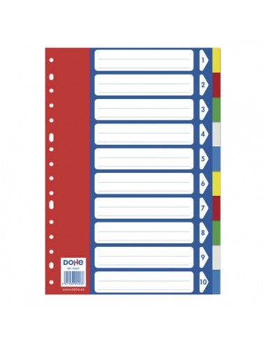 Dohe Separadores para Archivadores y Carpetas de Anillas - 120 Micras - Multitaladro de 16 Perforaciones - Bolsa Autoadhesiva