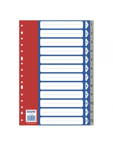 Dohe Separadores para Archivadores y Carpetas de Anillas - 120 Micras - Multitaladro de 16 Perforaciones - Bolsa Autoadhesiva