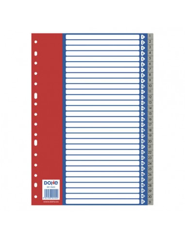 Dohe Separadores para Archivadores y Carpetas de Anillas - 120 Micras - Multitaladro de 16 Perforaciones - Bolsa Autoadhesiva
