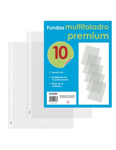 Dohe 10 Fundas Multitaladro Premium con 16 Perforaciones - Polipropileno Rugoso