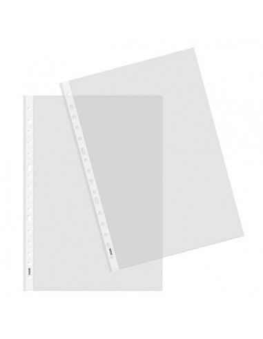 Dohe 100 Fundas Multitaladro de 16 Perforaciones - 100x100mm - Polipropileno Transparente Piel de Naranja y Cristal