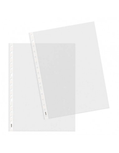Dohe 100 Fundas Multitaladro de 16 Perforaciones - 100x100mm - Polipropileno Transparente Piel de Naranja y Cristal de