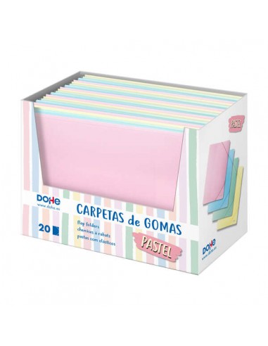 Dohe Expositor de Carpetas de Gomas Tamaño A4 - 20uds - Polipropileno de 600 Micras - Colores Surtidos