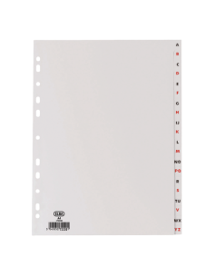 Elba Indice Alfabetico A4 20 Posiciones - Resistente Plastico de 120 Micras - Tamaño A4 - Color Gris