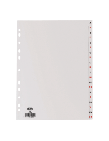 Elba Indice Alfabetico Folio 20 Posiciones - Resistente Plastico de 120 Micras - Organizacion Alfabetica Eficiente - Color