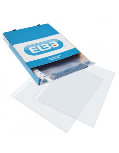 Elba Pack de 100 Fundas Multitaladro Standard Folio - Material de PP de 70-- Transparentes y Resistentes