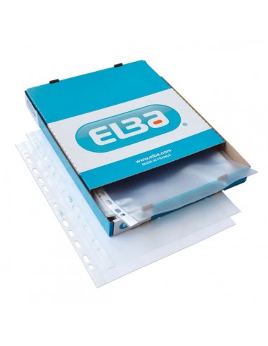 Elba Pack de 100 Fundas Multitaladro Standard A4 - Grosor de 90-- Material de Piel Naranja Transparente