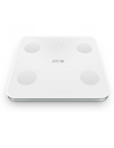 SPC Atenea Fit 3 Bascula de Baño Inteligente - Registra e Identifica hasta 10 Usuarios - Diseño de Cristal - Pantalla LED -