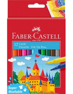 Faber-Castell Castle Pack de 12 Rotuladores - Tinta con Base de Agua Lavable - Colores Surtidos
