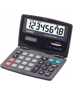 Casio SL-210TE Calculadora de Bolsillo Tipo Concha - Pantalla 10 Digitos - Funcion Conversor de Euros - Color Gris Oscuro