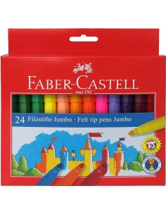 Faber-Castell Jumbo Pack de 24 Rotuladores Punta Gruesa - Tinta con Base de Agua Lavable - Colores Surtidos