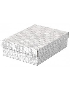 Esselte Pack de 3 Cajas Medianas de Almacenamiento con Tapa 265x100x360mm - Carton 100-Reciclado y Reciclable - Diseño