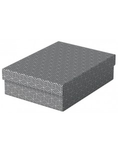Esselte Pack de 3 Cajas Medianas de Almacenamiento con Tapa 265x100x360mm - Carton 100-Reciclado y Reciclable - Diseño Gris