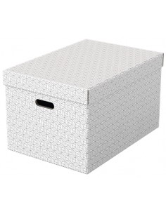 Esselte Pack de 3 Cajas Grandes de Almacenamiento con Tapa 355x305x510mm - Carton 100-Reciclado y Reciclable - Asas