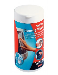 Esselte Bote de 50 Toallitas Secas y 50 Toallitas Humedas para Pantallas-Superficies Plasticas-Impresoras-Teclados