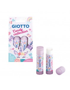 Giotto Candy Collection Pack de 2 Barras de Pegamento Mediano 20gr - Secado Rapido - Apto para Uso Escolar