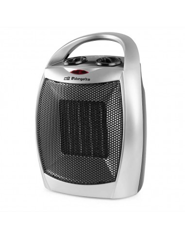Orbegozo CR 5016 Calefactor Ceramico Silver - Termostato Ajustable - 2 Niveles de Potencia - Proteccion contra