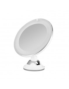 Orbegozo ESP 1010 Espejo Cosmetico con Luz LED - Aumento 10X - Ventosa Ajustable - Diametro 17cm - Luz Blanca para Corregir