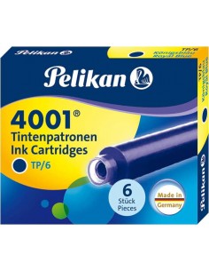 Pelikan Caja de 6 Cartuchos 4001 TP 6 - Tinta de Alta Calidad - Compatible con Plumas Estilograficas - Color Azul Real