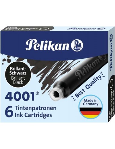 Pelikan Caja de 6 Cartuchos 4001 TP 6 - Tinta de Alta Calidad - Compatible con Plumas Estilograficas - Color Negro