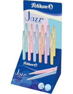 Pelikan Expositor 12 Boligrafos Jazz "Pastel" - Punta Fina - Tinta de Calidad - Colores Pastel