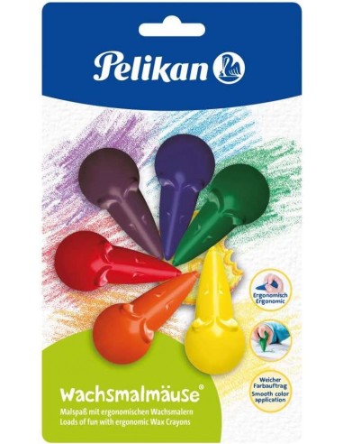 Pelikan Ceras de Raton BL6-- Forma Ergonomica - No Mancha - Colores Surtidos
