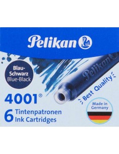 Pelikan Caja de 6 Cartuchos 4001 TP 6 - Tinta de Alta Calidad - Compatible con Plumas Estilograficas - Color Azul Negro