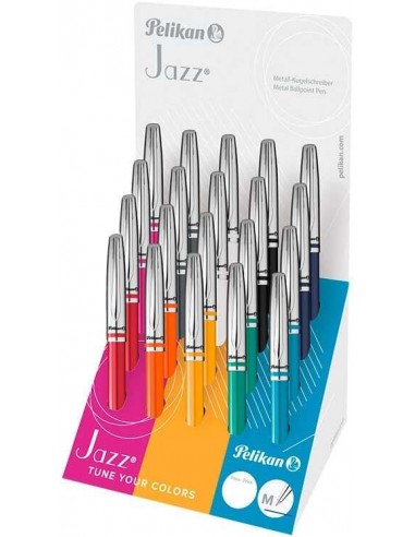 Pelikan Expositor de 20 Boligrafos Jazz "Classic Collection" - Diseño Clasico y Elegante - Tinta de Alta Calidad - Punta