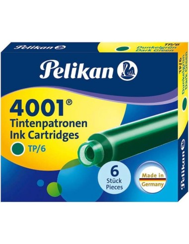 Pelikan Caja de 6 Cartuchos 4001 TP 6 - Recambio para Pluma Estilografica - Color Verde Oscuro
